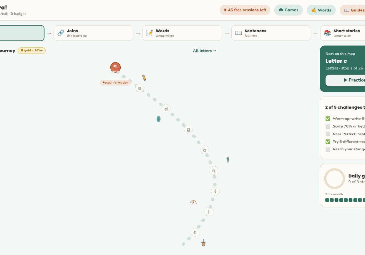 The letter path home screen on an iPad