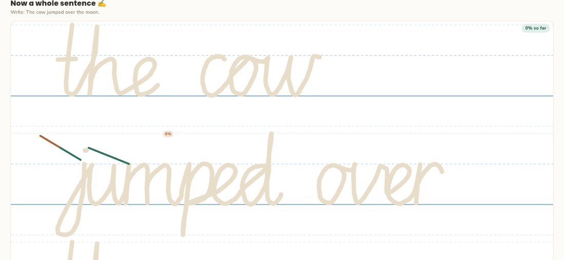 Sentence practice on the four-line stave, on an iPhone