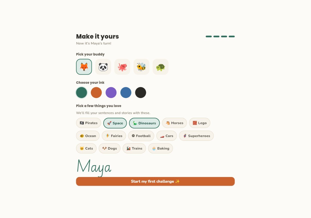 Choosing a buddy and an ink colour on an iPad